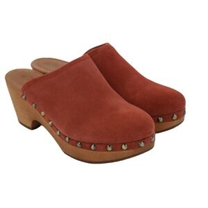 Corso Como Suede‎ Studded Platform Clog Mules Women's Size 7 Rust Orange